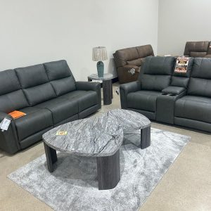 Beryton Dual Power Leather Reclining Sofa and Loveseat