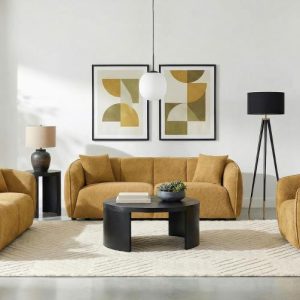 Aleisha 3-piece Fabric Upholstered Sofa Set Mustard Yellow