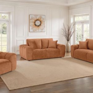 Burnett 3-piece Chenille Upholstered Sofa Set Burnt Orange