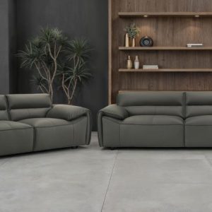 Buxton 2-piece Leather Upholstered Sofa Set Graphite